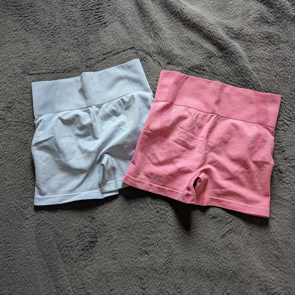 Women's Pink and Blue Seamless Butt Scrunch Shorts